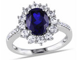 3.90 Carat (ctw) Lab-Created Blue & White Sapphire Ring in Sterling Silver